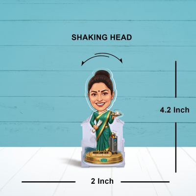 Personalized Indian Cabin Crew Bobblehead Caricature | Battery Powered Shaking Head Feature | Gift for Air Hostess Daughter, Sister, Mom & Friends